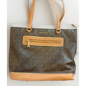 Michael Kors Frame Out Item Large North South Tote brown zip bag coated PVC